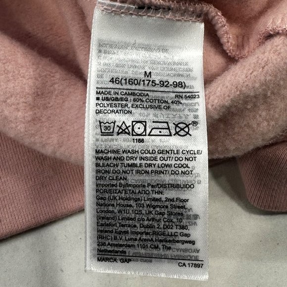 Gap Women's Size Medium Sweatshirt Long Sleeve Graphic Pink Preowned - Picture 4 of 13